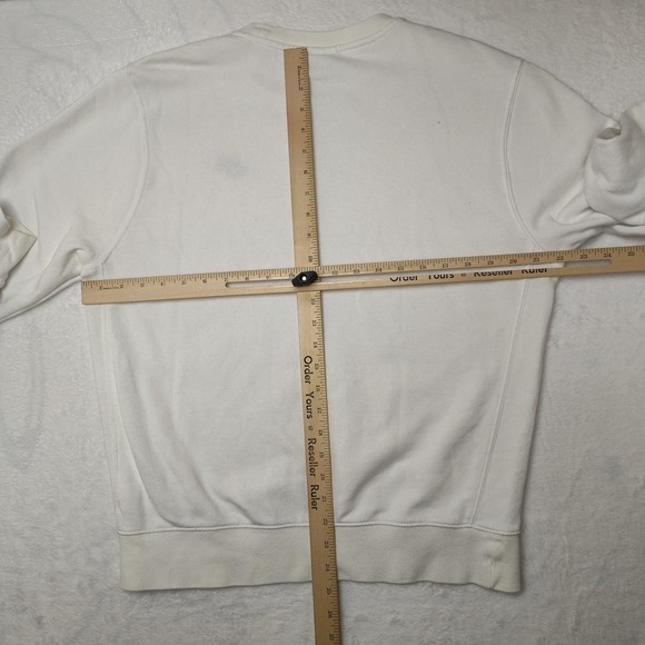 Nike Sweatshirt Mens Medium White Club Fleece Crewneck Pullover Swoosh Logo - Picture 9 of 11